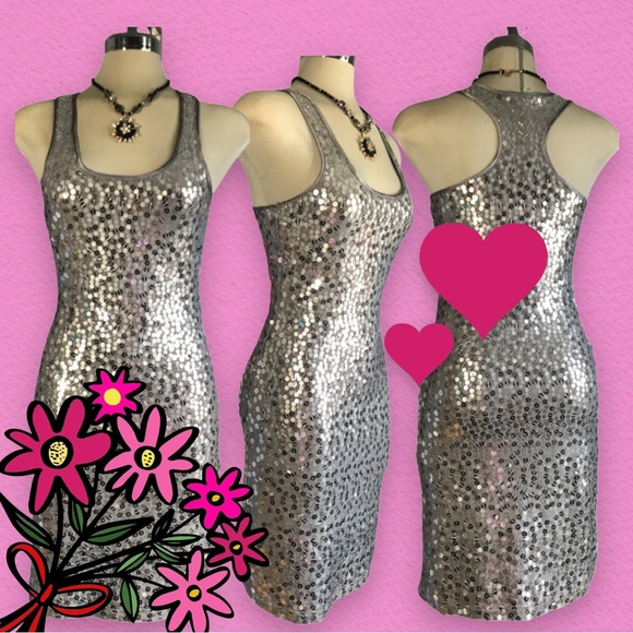 ATTITUDE  Elegant Luxury Grey and Silver Sequins Dress size 0 - Picture 4 of 16